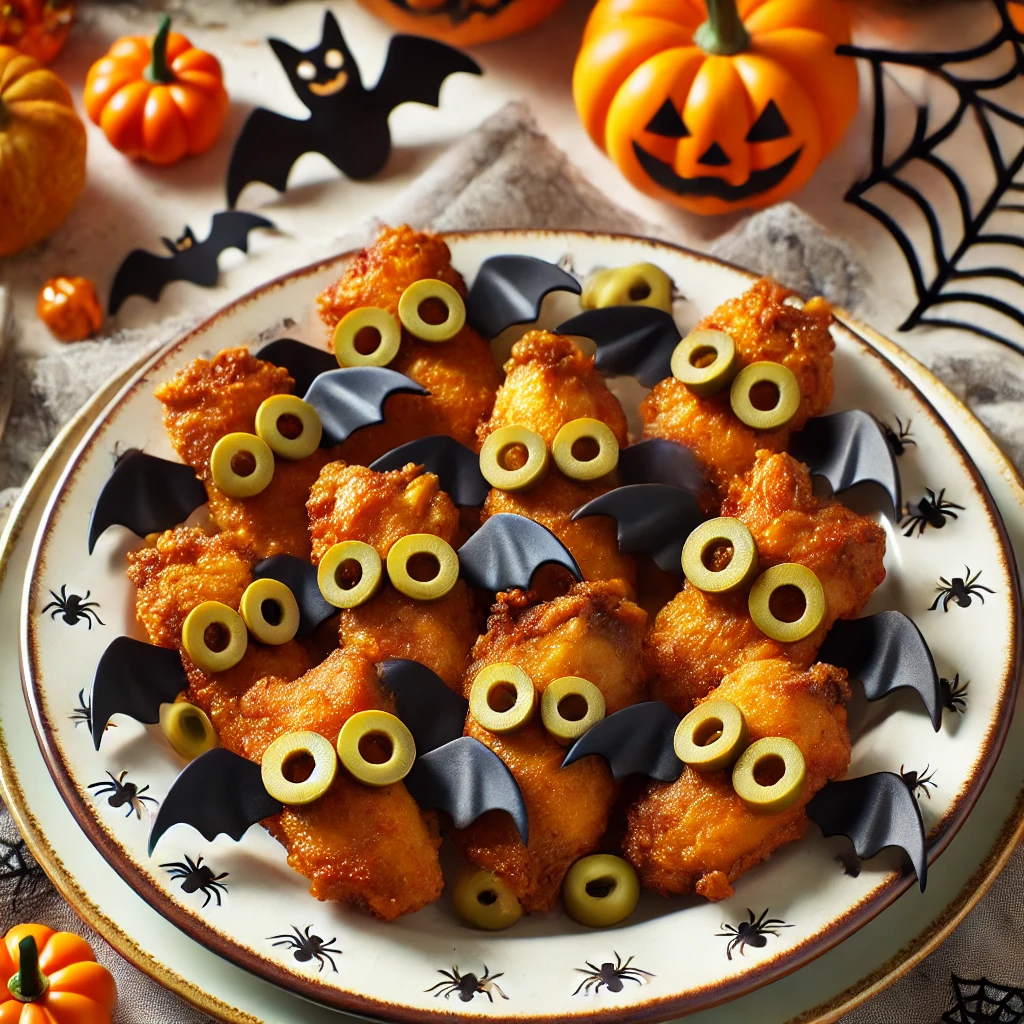 5 recetas de Halloween para niños Murciélagos de pollo en Airfryer