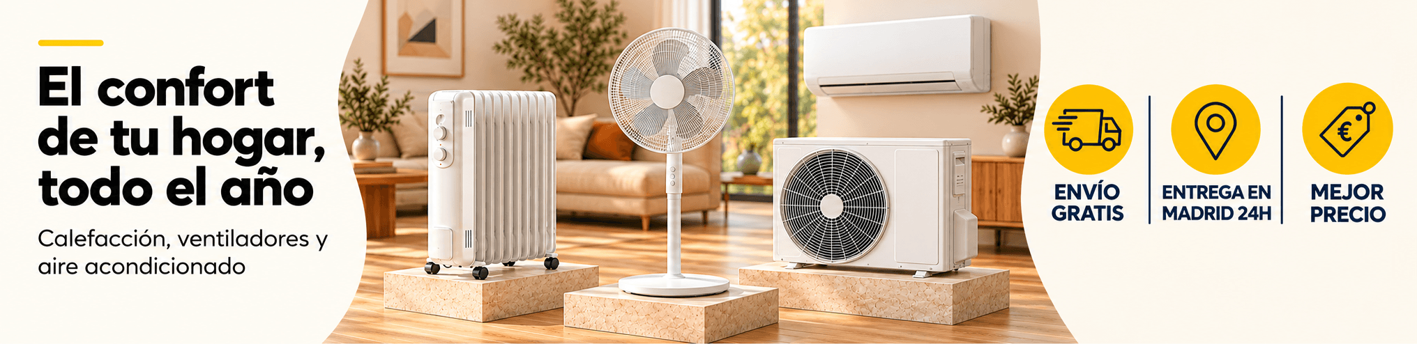 Calefacción, ventiladores y aire acondicionado con entrega en 24 h en Madrid